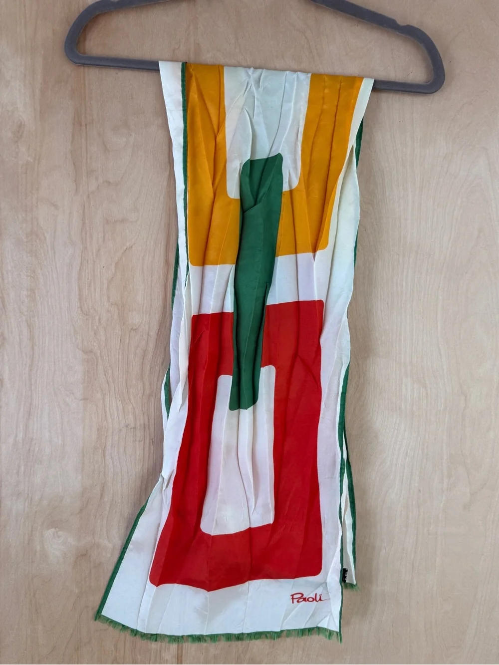 Vintage 60s 70s Gino Paoli Acetate Scarf Mod Geometric Colorblock Japan 12x52